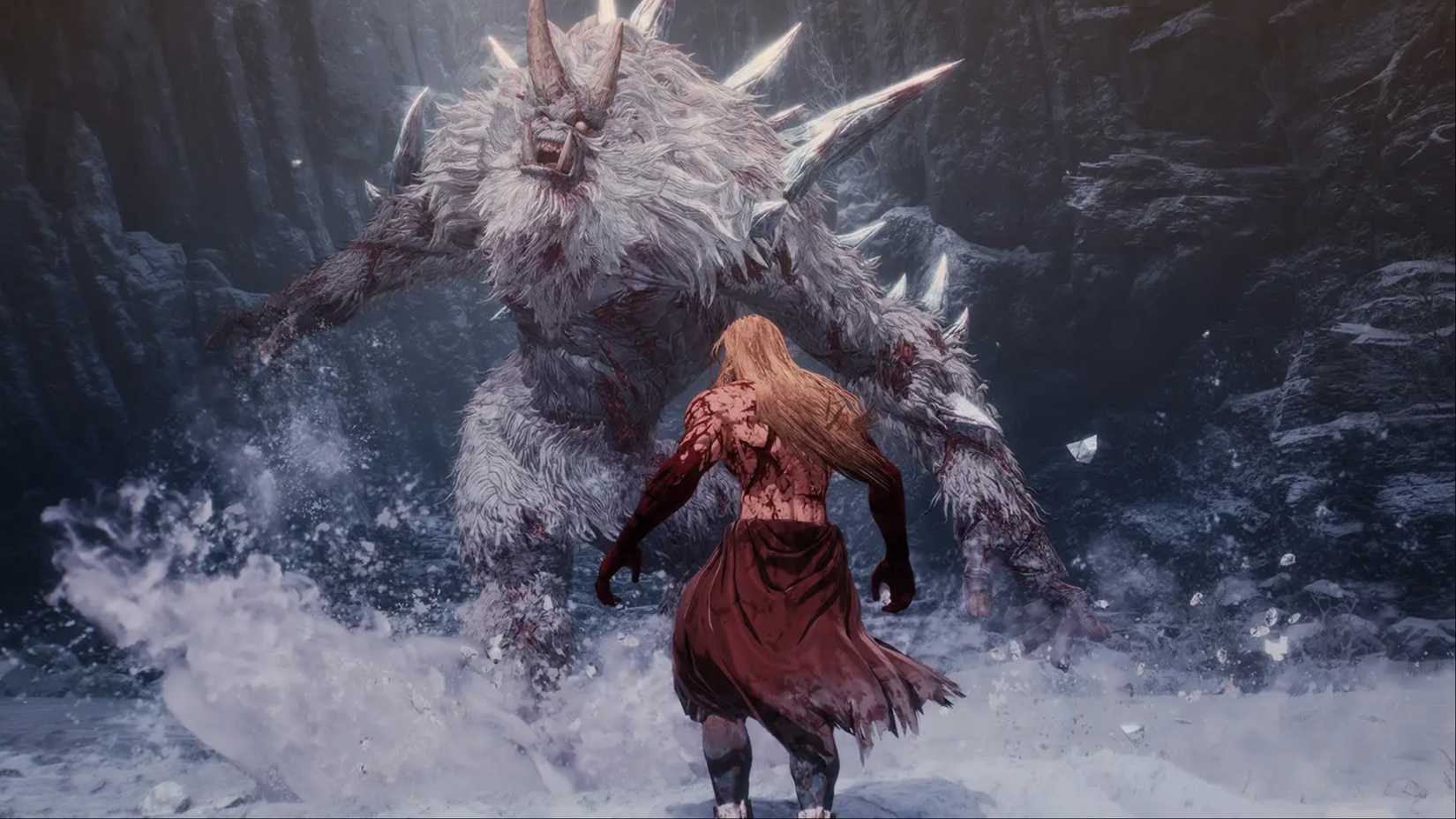 The First Berserker: Khazan approaching Yetuga, a Jochin found on Mount Heinmach.