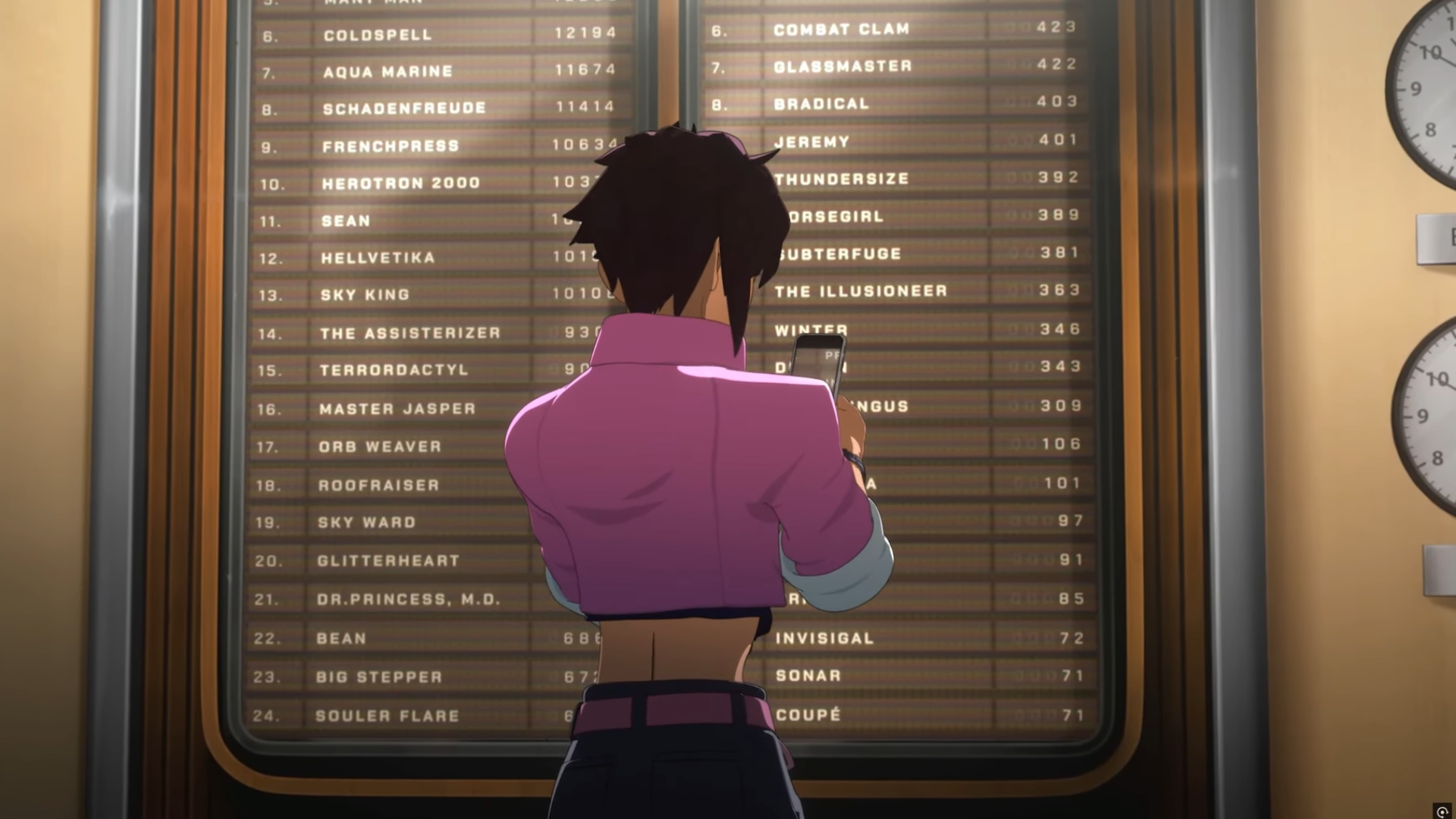 Visi taking a photograph of the leaderboard in dispatch.