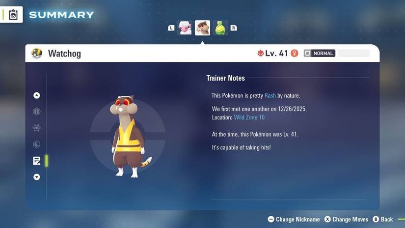 Watchog in the Pokedex in Pokemon Legends Z-A.
