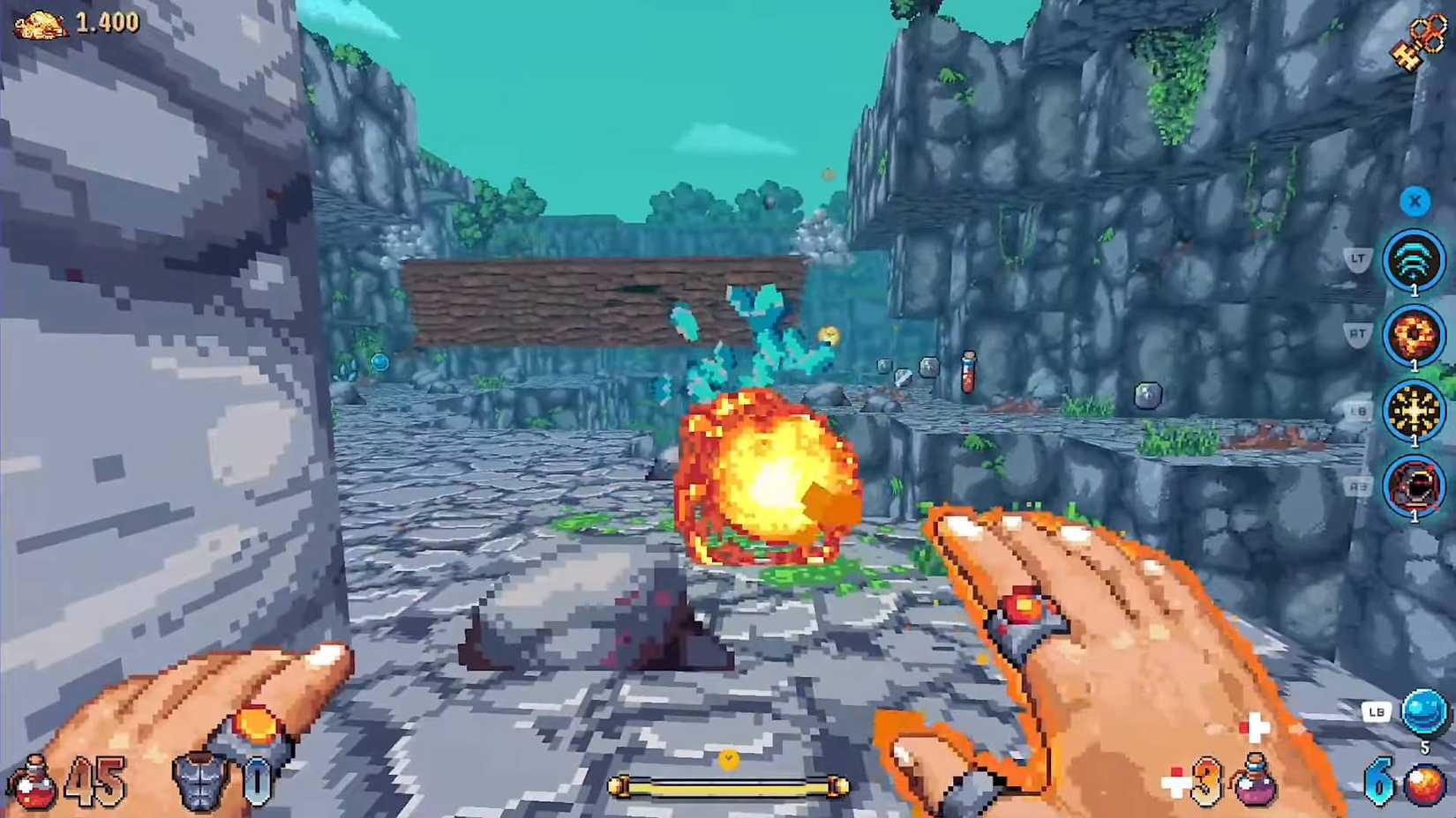 Wizordum firing fireballs at a stony map.