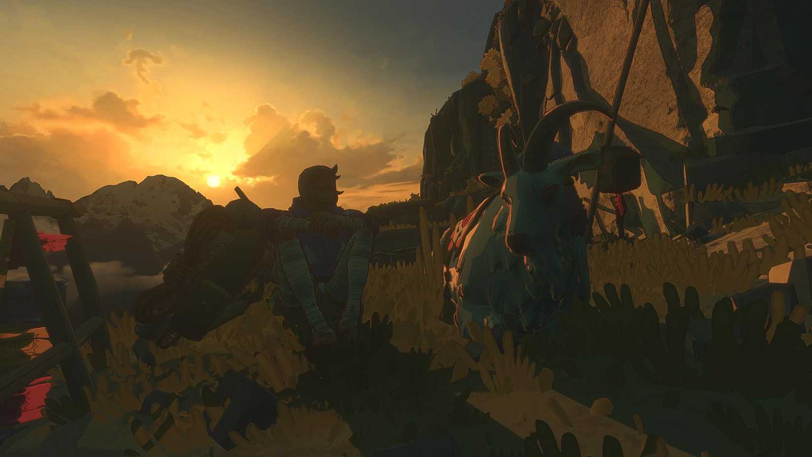 Aava was relaxing with a goat in the Cairn. 