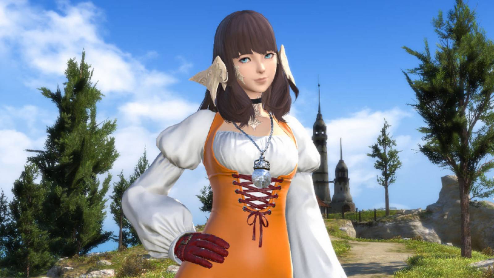 A Final Fantasy 14 player in an orange jumpsuit