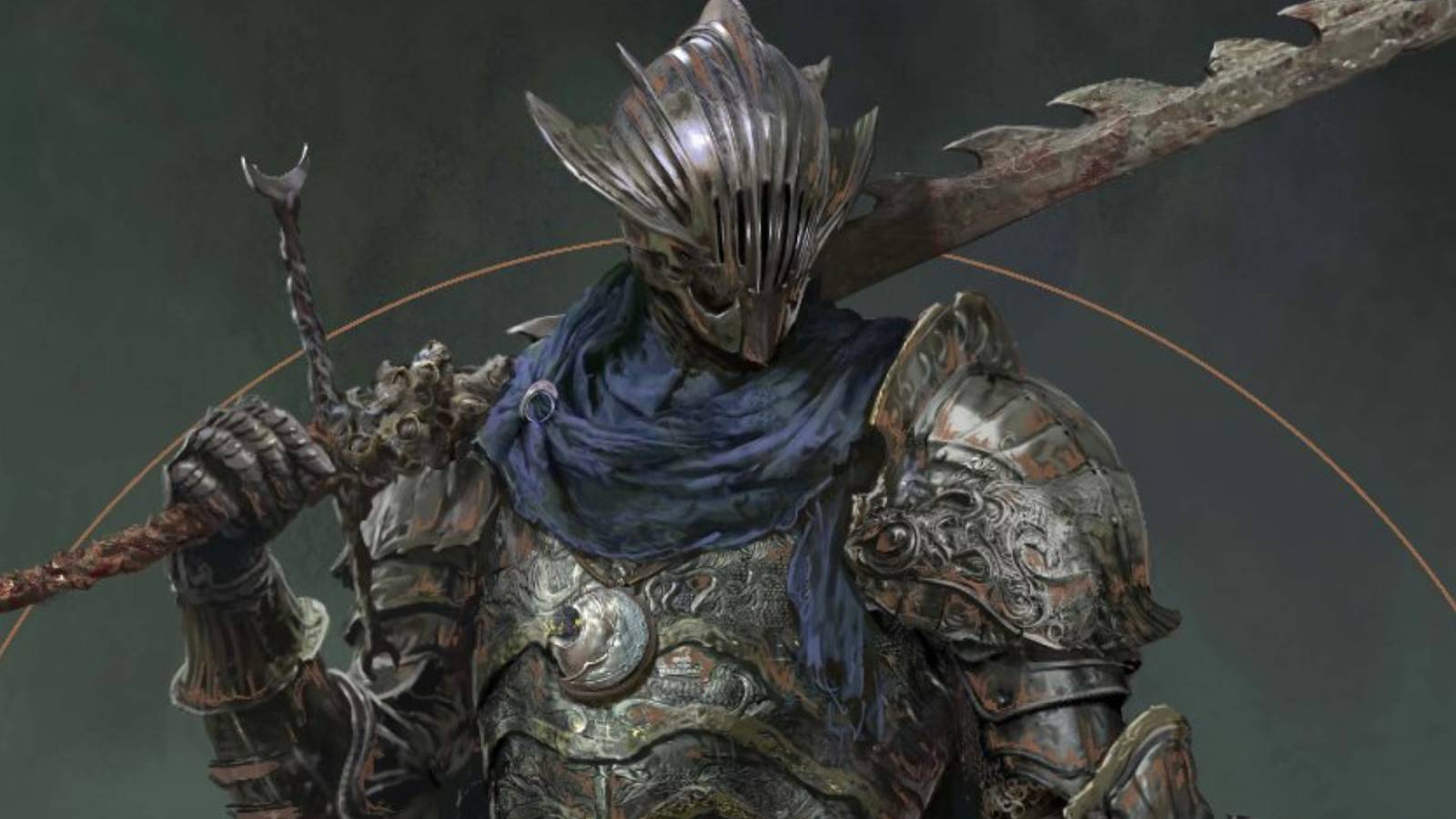 Man in gray and blue armor