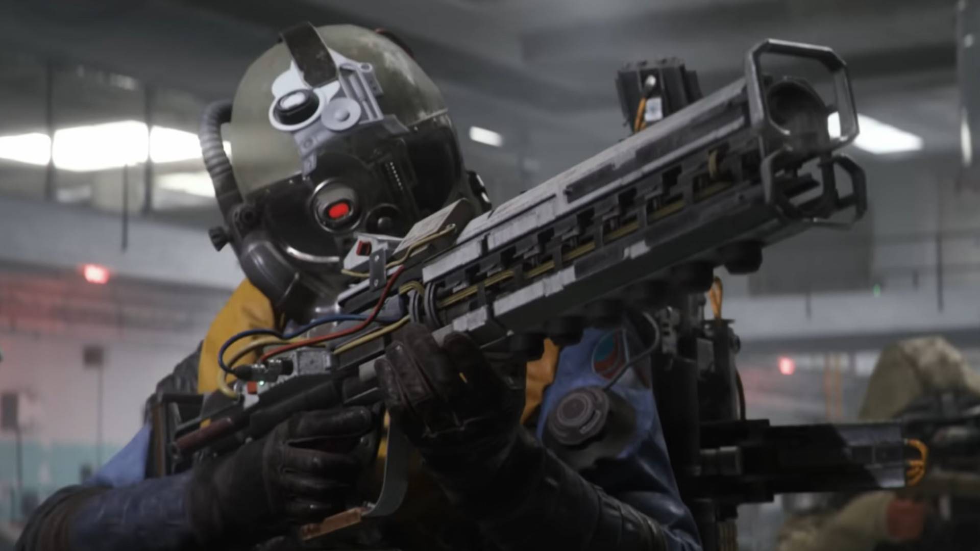 A man with an assault rifle.