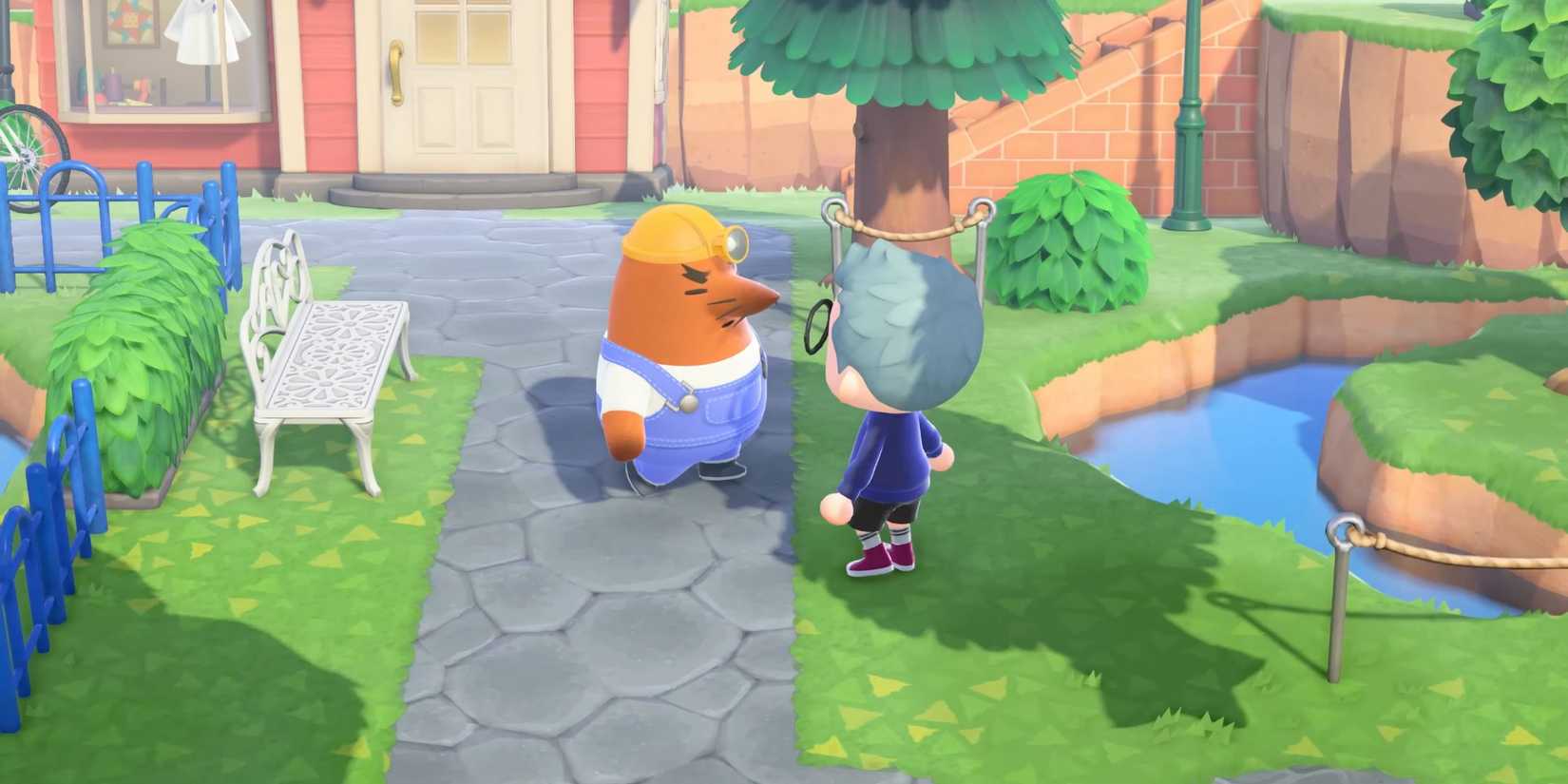 Resetti talking to a player in Animal Crossing: New Horizons.