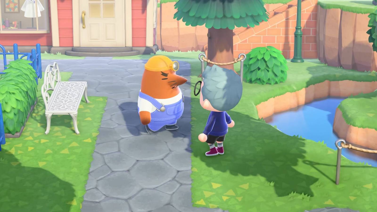 Resetti talking to the player in Animal Crossing: New Horizons.