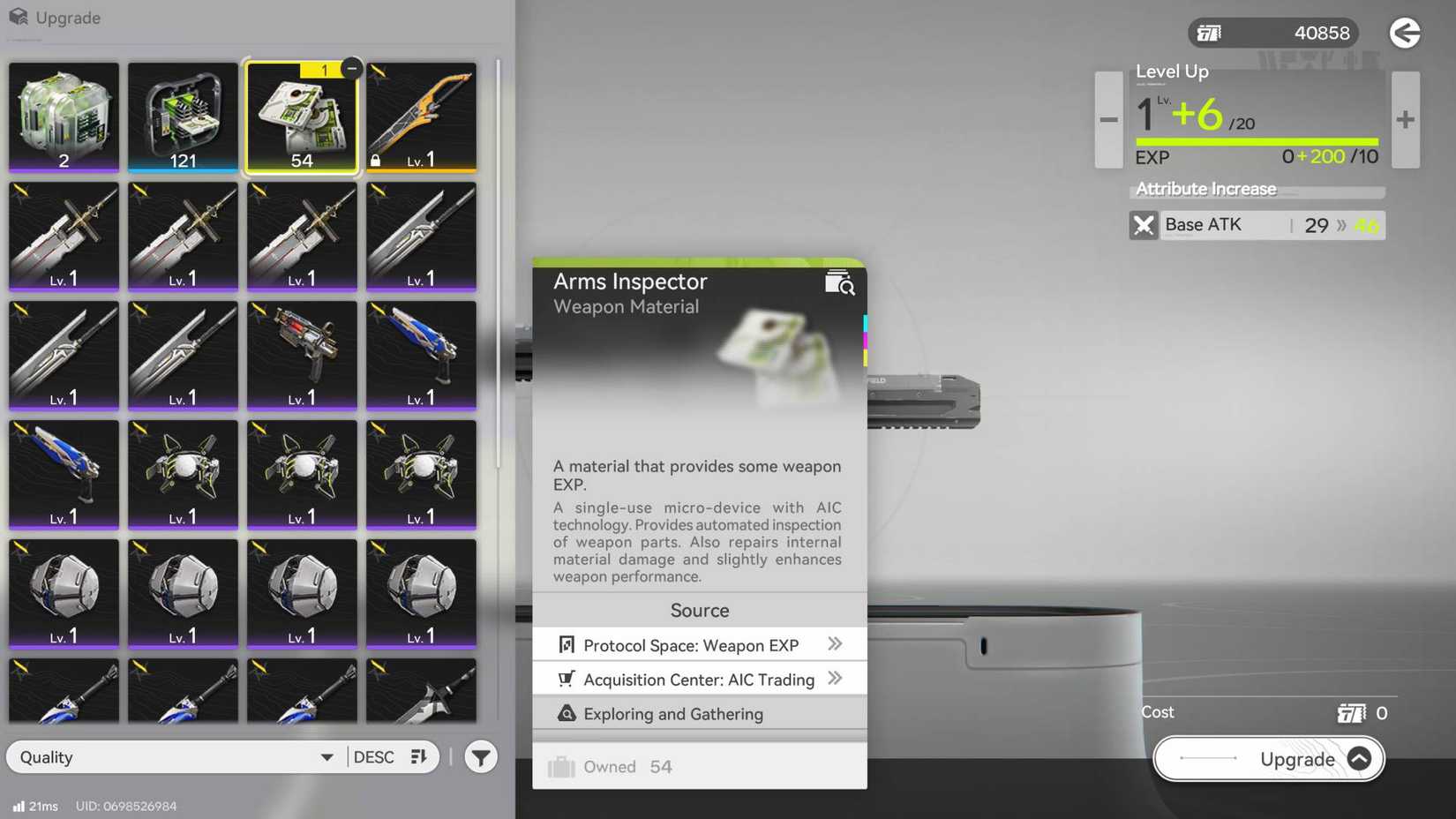 Weapon Inspector Weapon Upgrades in Arknights: Endfield.