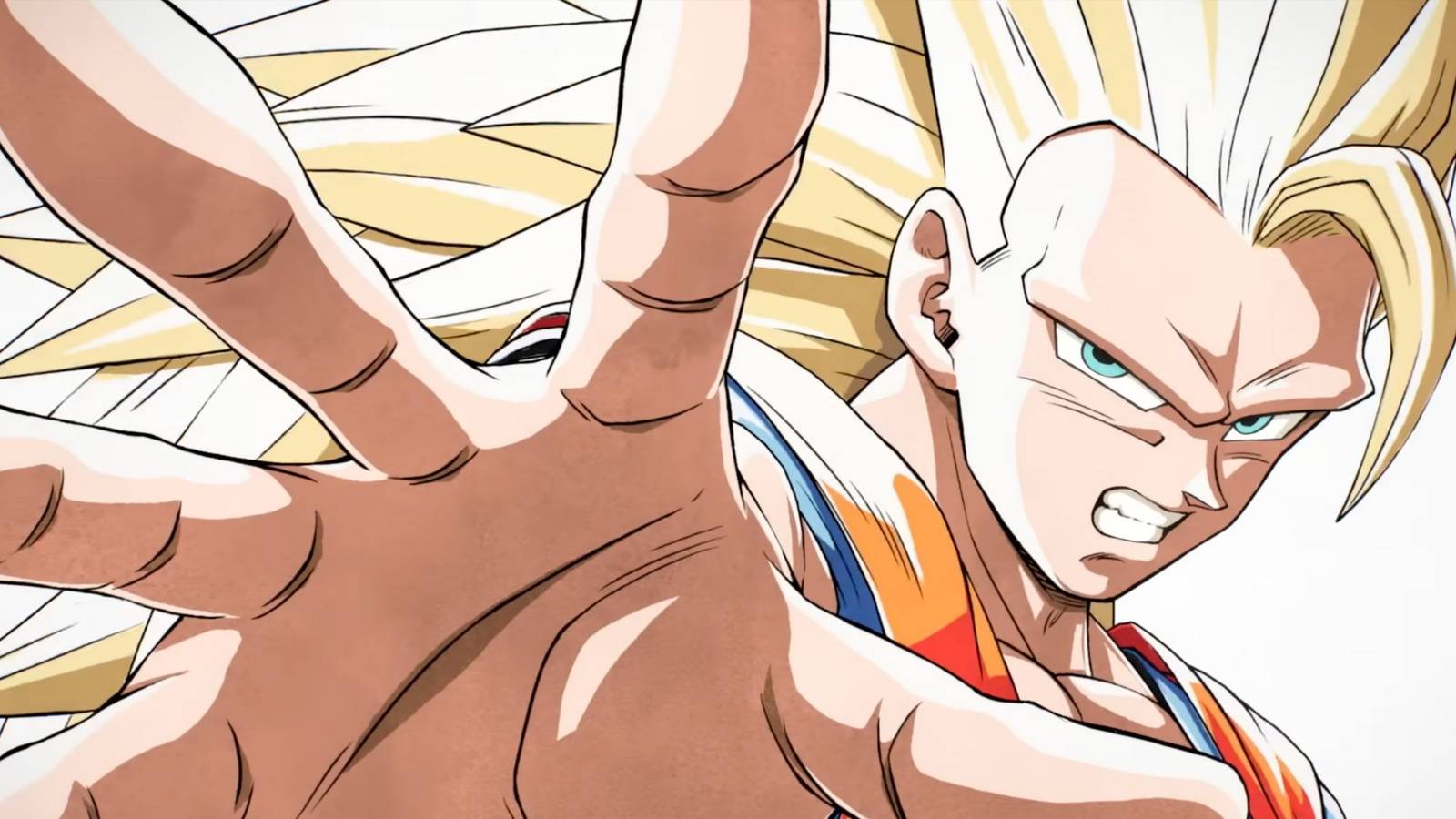Super Saiyan 3 Goku reaching out in the 40th anniversary video for Dragon Ball.