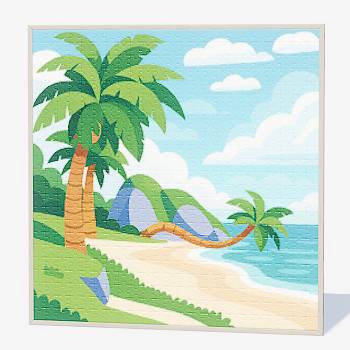 Heartopia Puzzle Image - 56 Coconut Trees Under Sky.