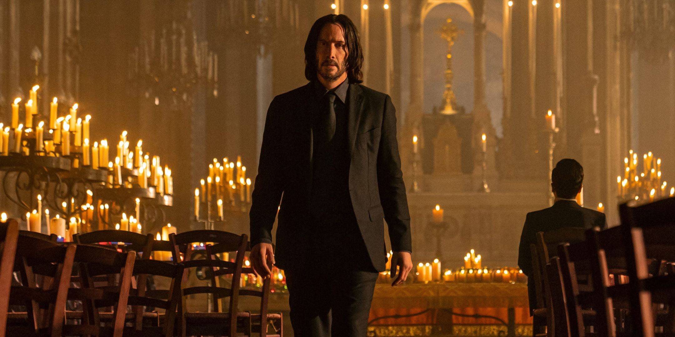 John Wick in a church in John Wick: Chapter 4.