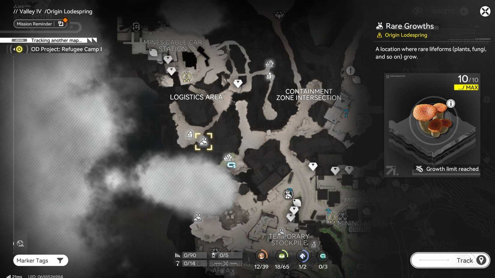 Red Bolete rare spawn points marked on the map in Arknights: Endfield.