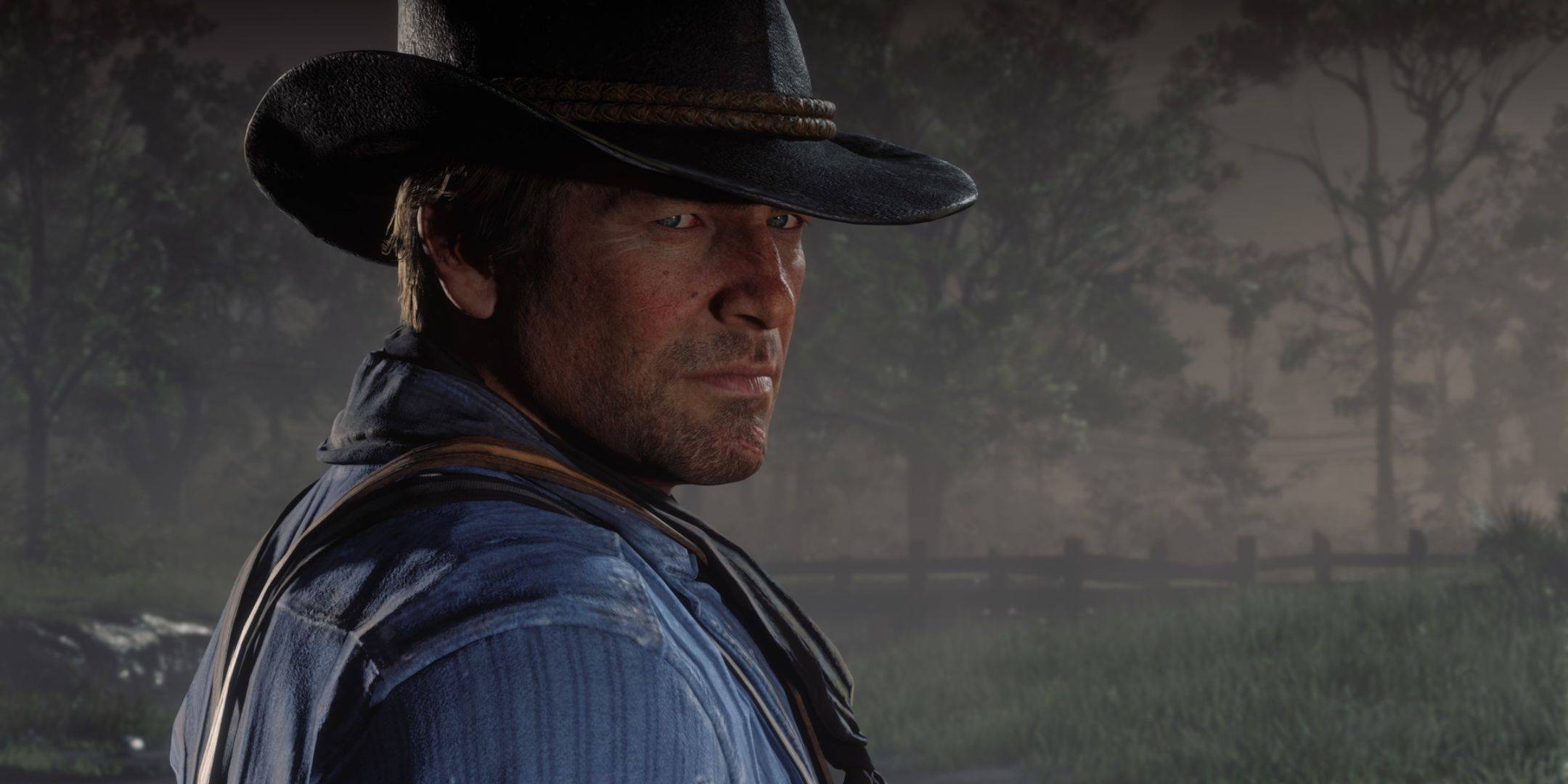 A close-up of Arthur Morgan in Red Dead Redemption 2.