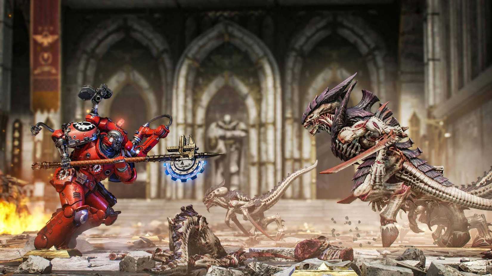 Techmarines taking on Tyranids in Warhammer 40,000: Space Marine 2.