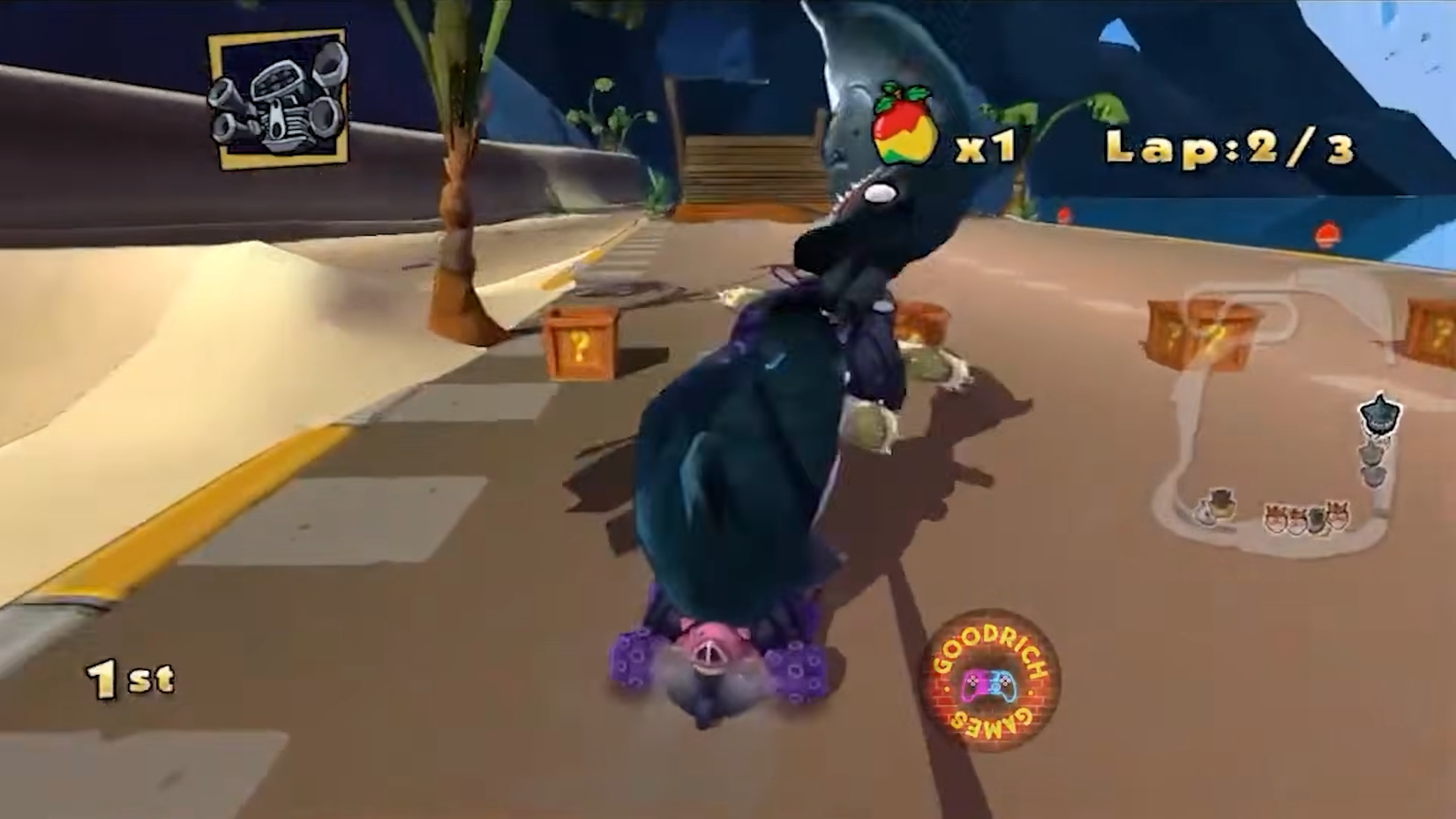 Crash Team Racing reboot screenshot of shark gameplay.