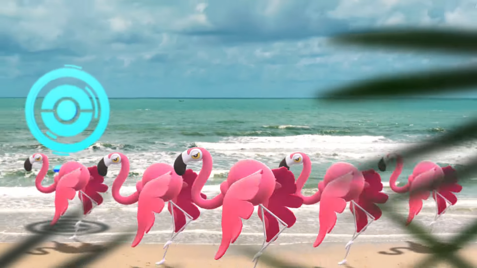 Flamigo on the island at the pokestop in Pokemon GO.