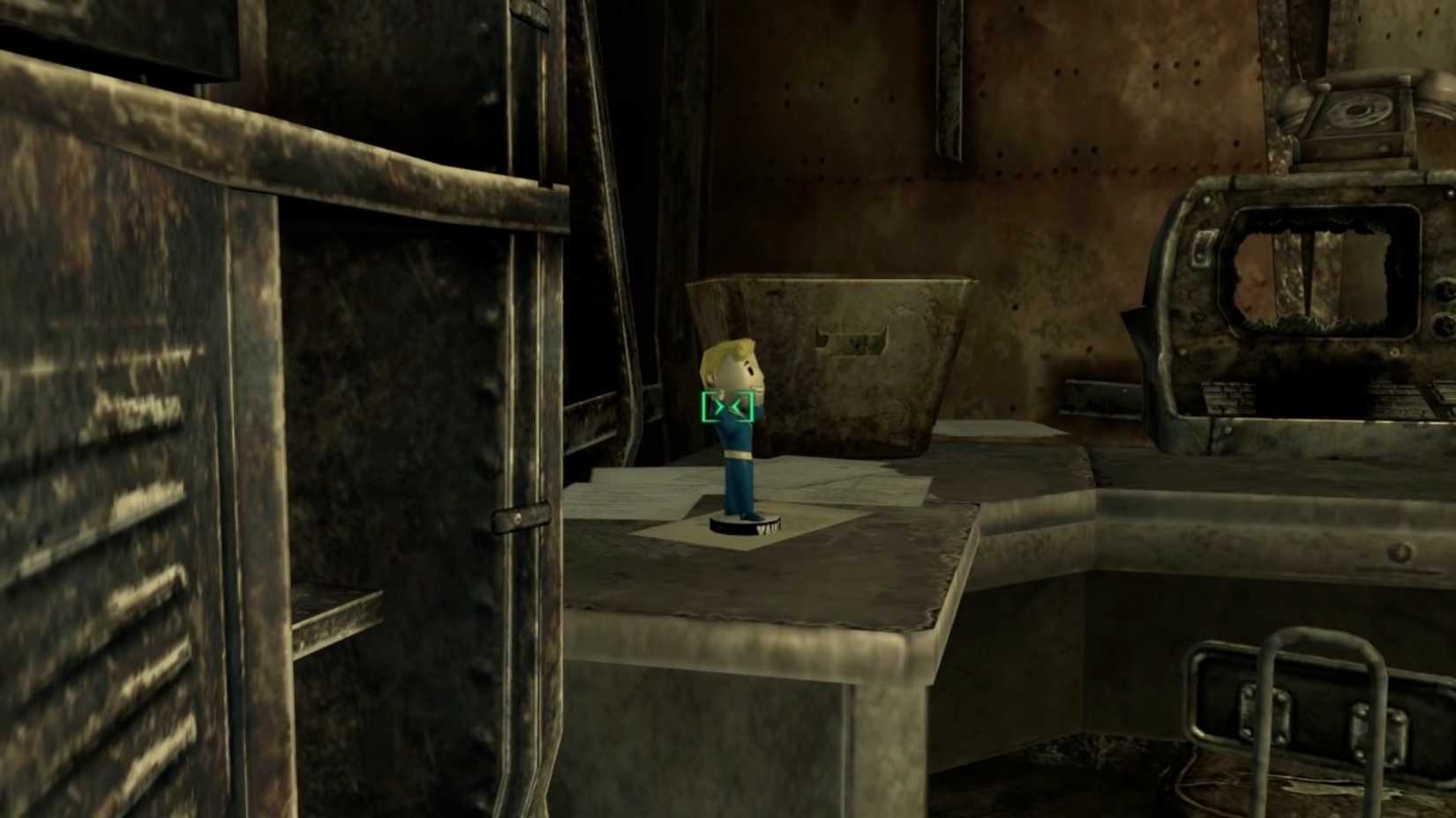 Holding a strong bobblehead in Fallout 3.