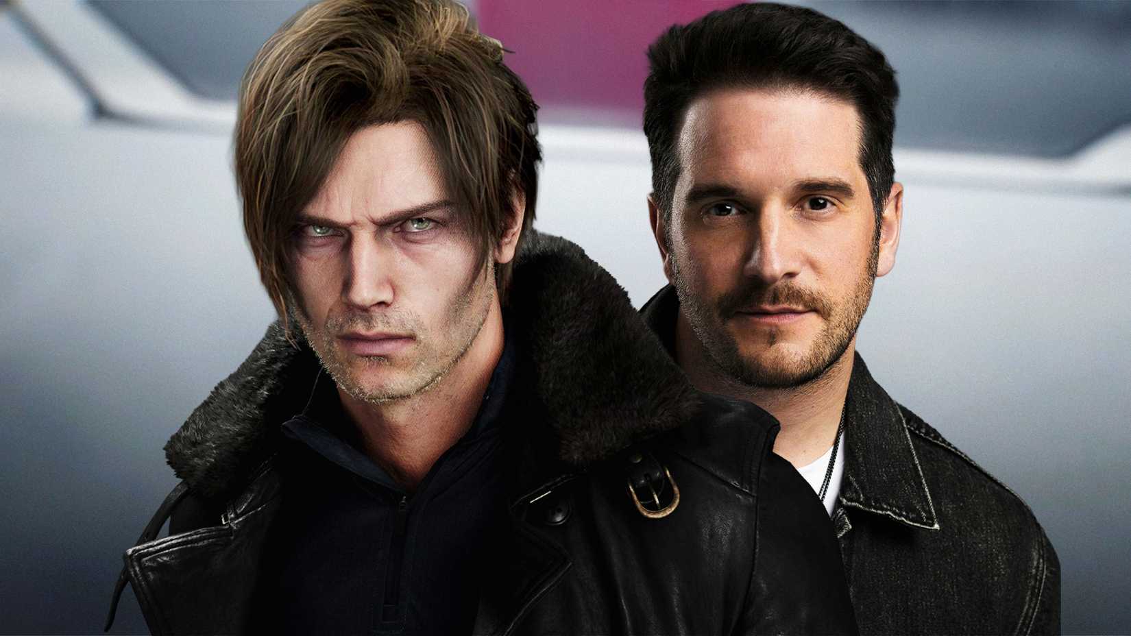 Nick Apostolides next to Leon Kennedy from Resident Evil.