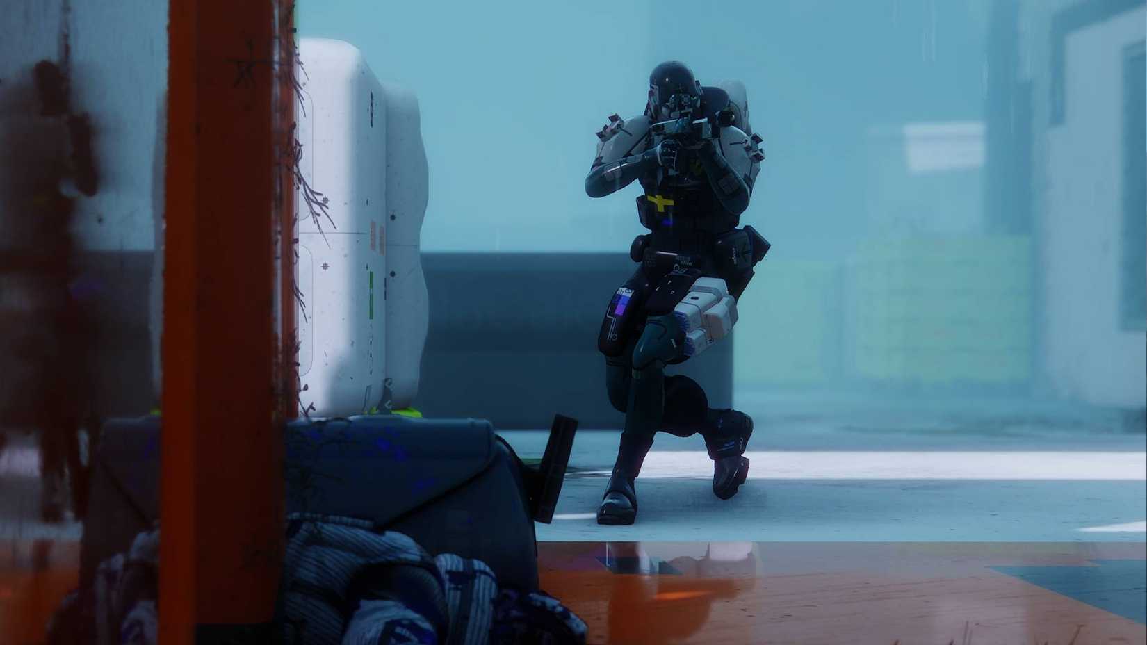 Marathon, soldier in corridor with armour.-1