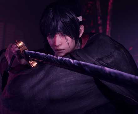 nioh character pointing a sword toward the camera.