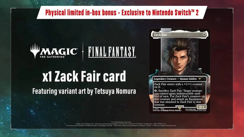 FF7 Rebirth Switch 2 Zack Fair card.