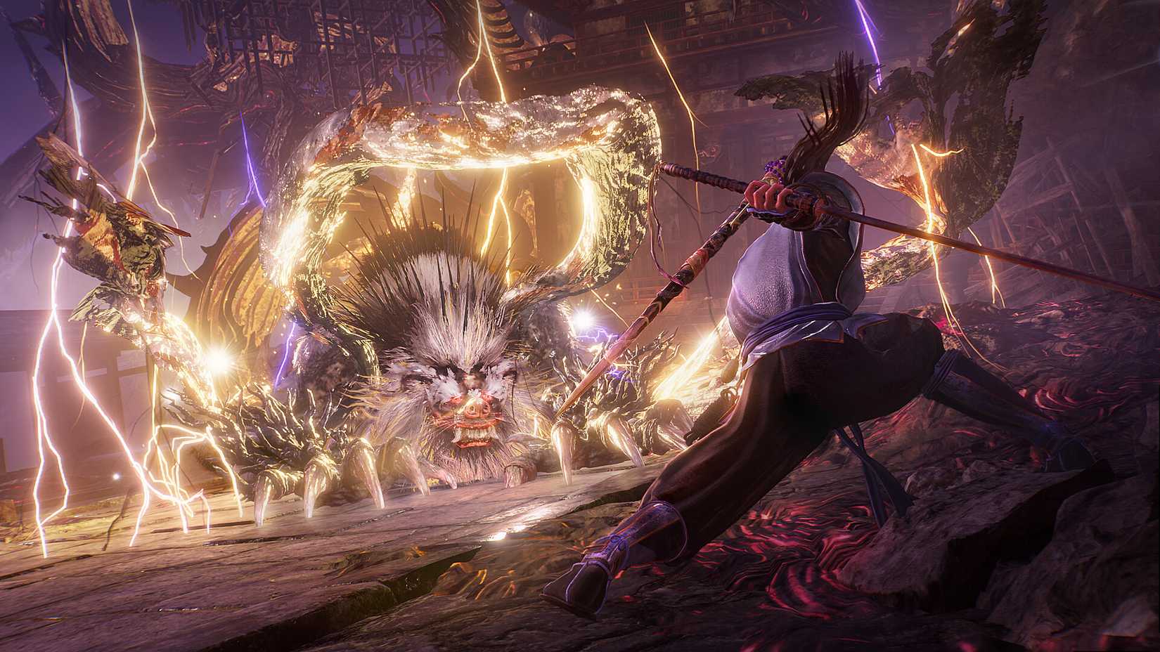The player goes up against an electric tiger boss in Nioh 3. 