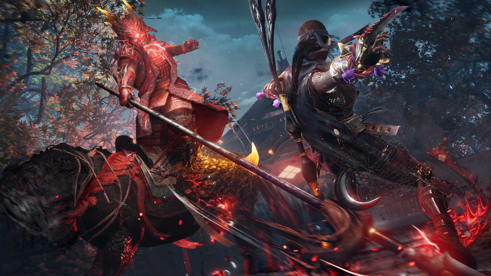 The player shoots arrows at enemies on horseback in Nioh 3. 