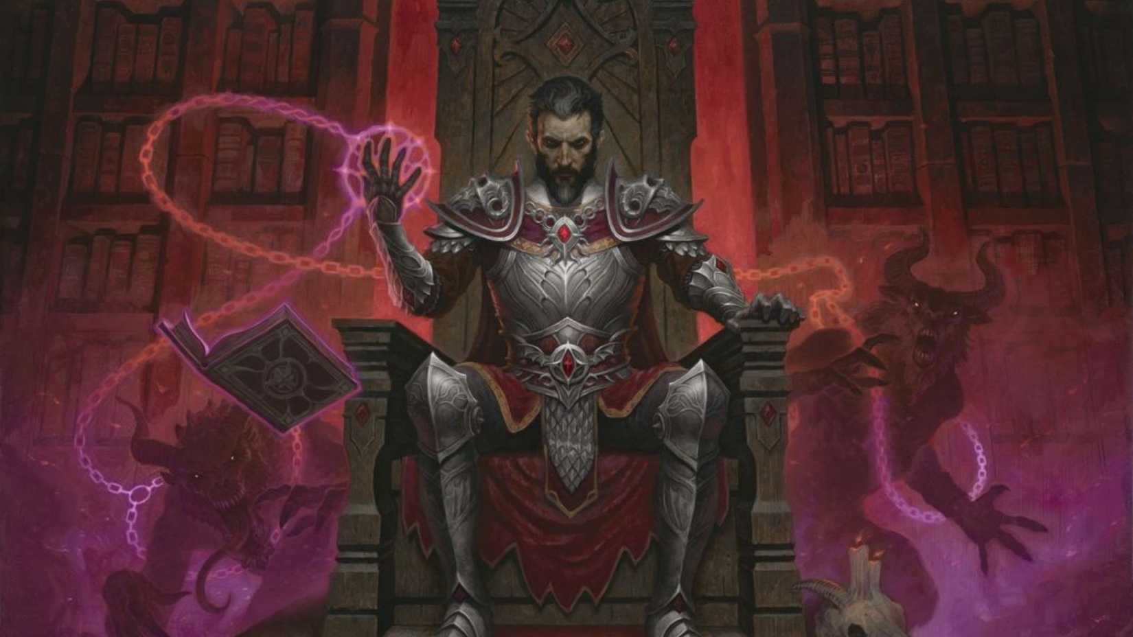 Warlock in Diablo 2 on a throne.