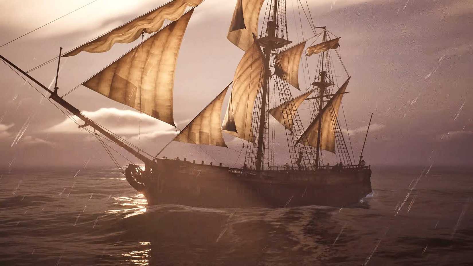 Windrose ship at sea in a storm