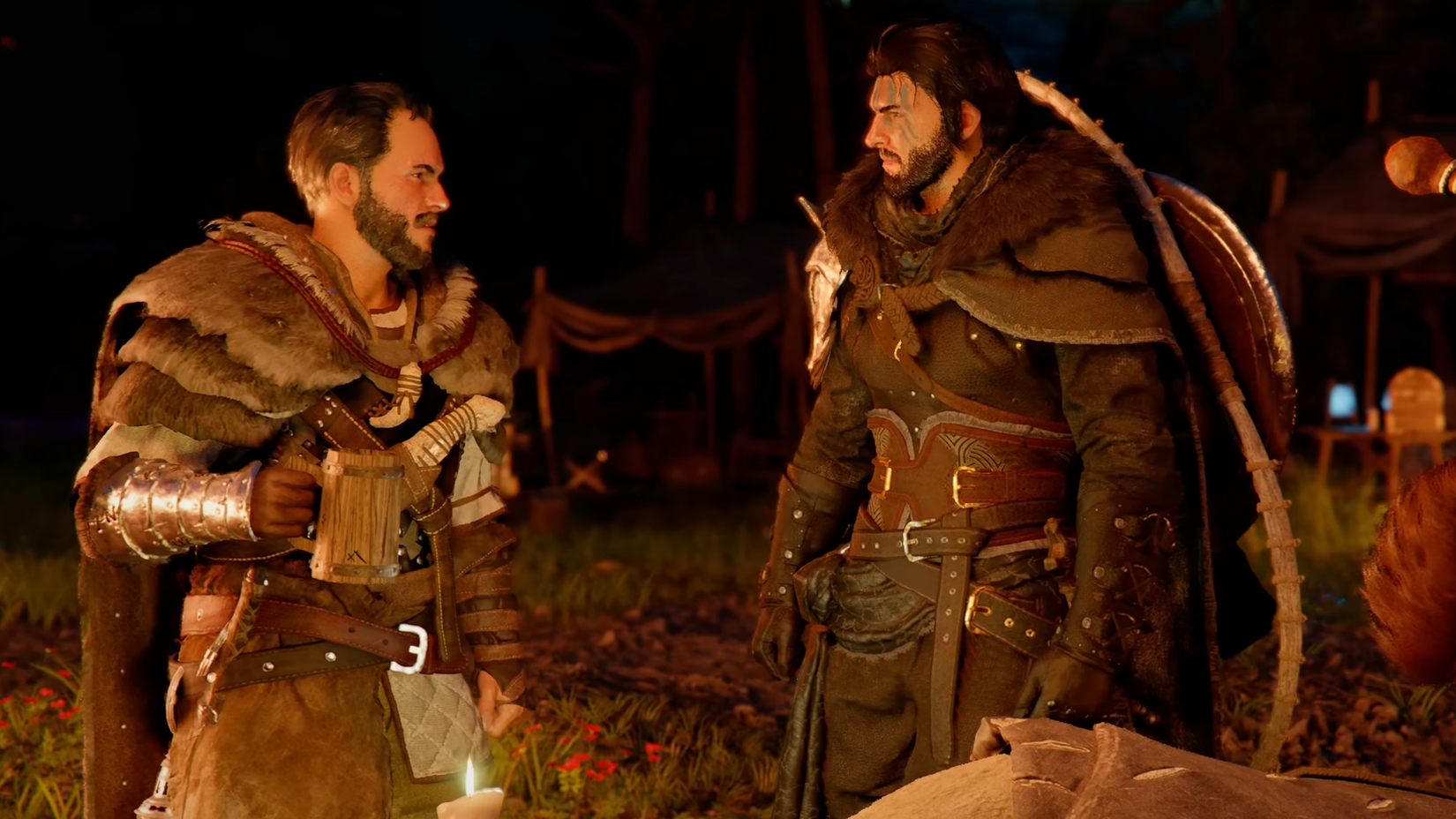 kliff shares a drink with another character in crimson desert.