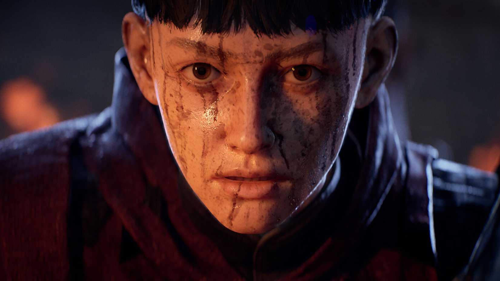 A close up of the main character from Ex Voto. She has sweat and grime on her face.