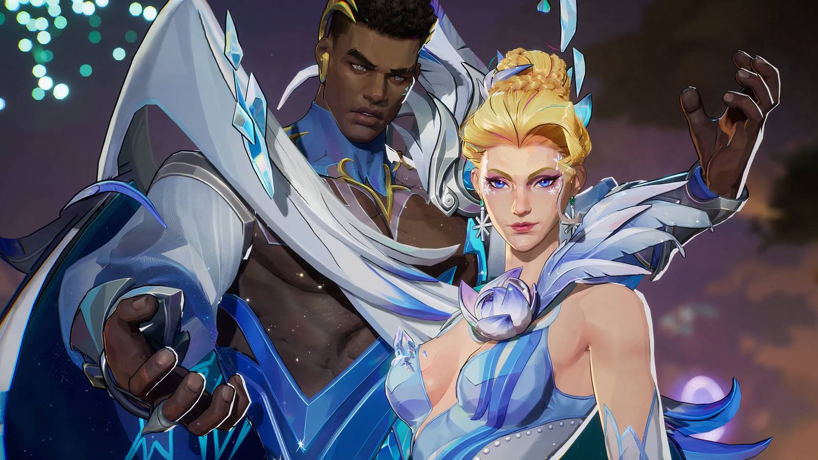 Cloak and Dagger in an ice skating skin in Marvel Rivals.