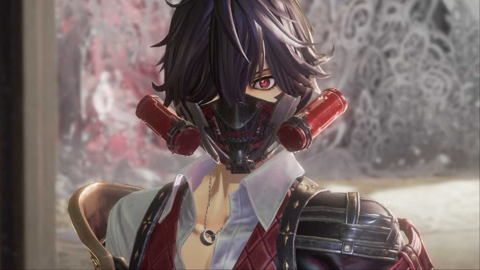 Louis standing and staring at the main protagonist in Code Vein with a glimmer of hope in his eyes.