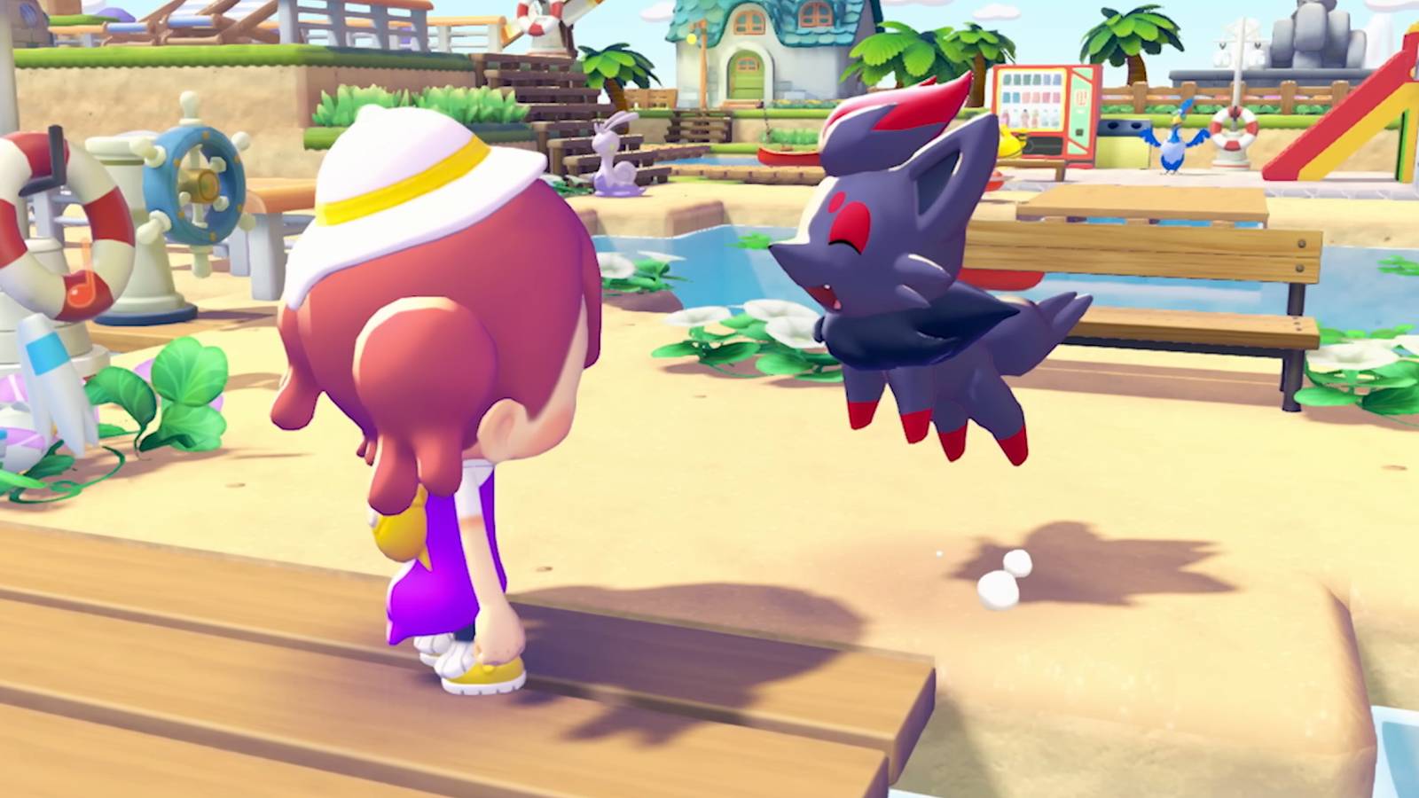 Ditoo in front of a happy Zoroa