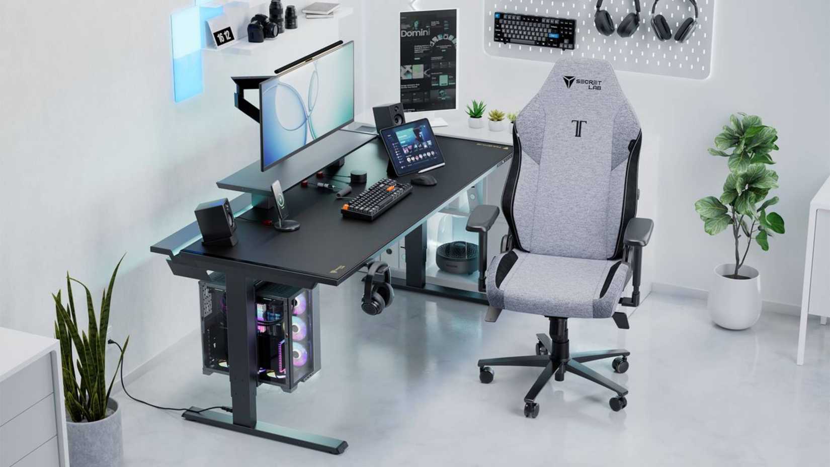 secretlab titan evo gaming chair by a desk.