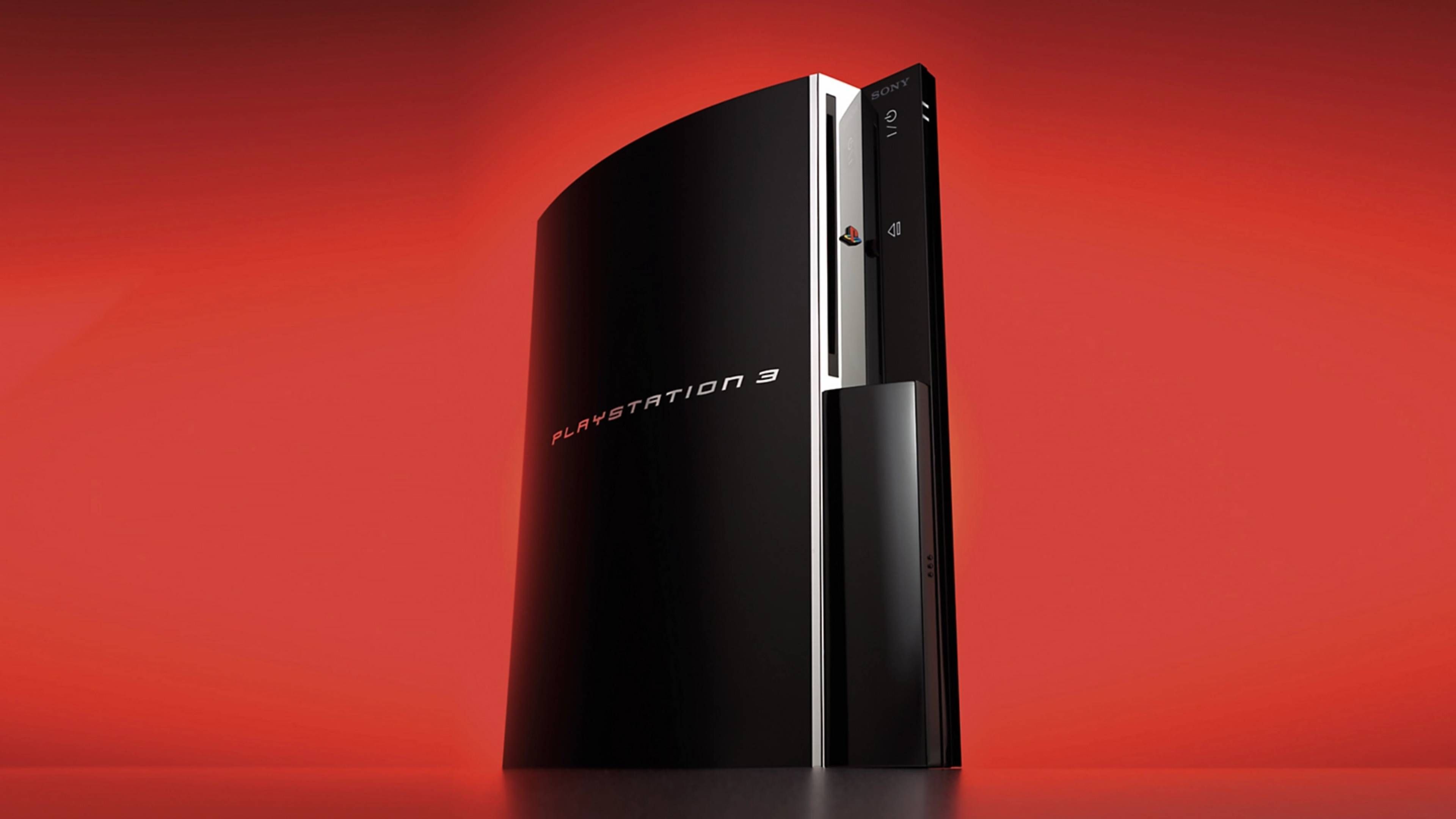 ps3 console standing upright.