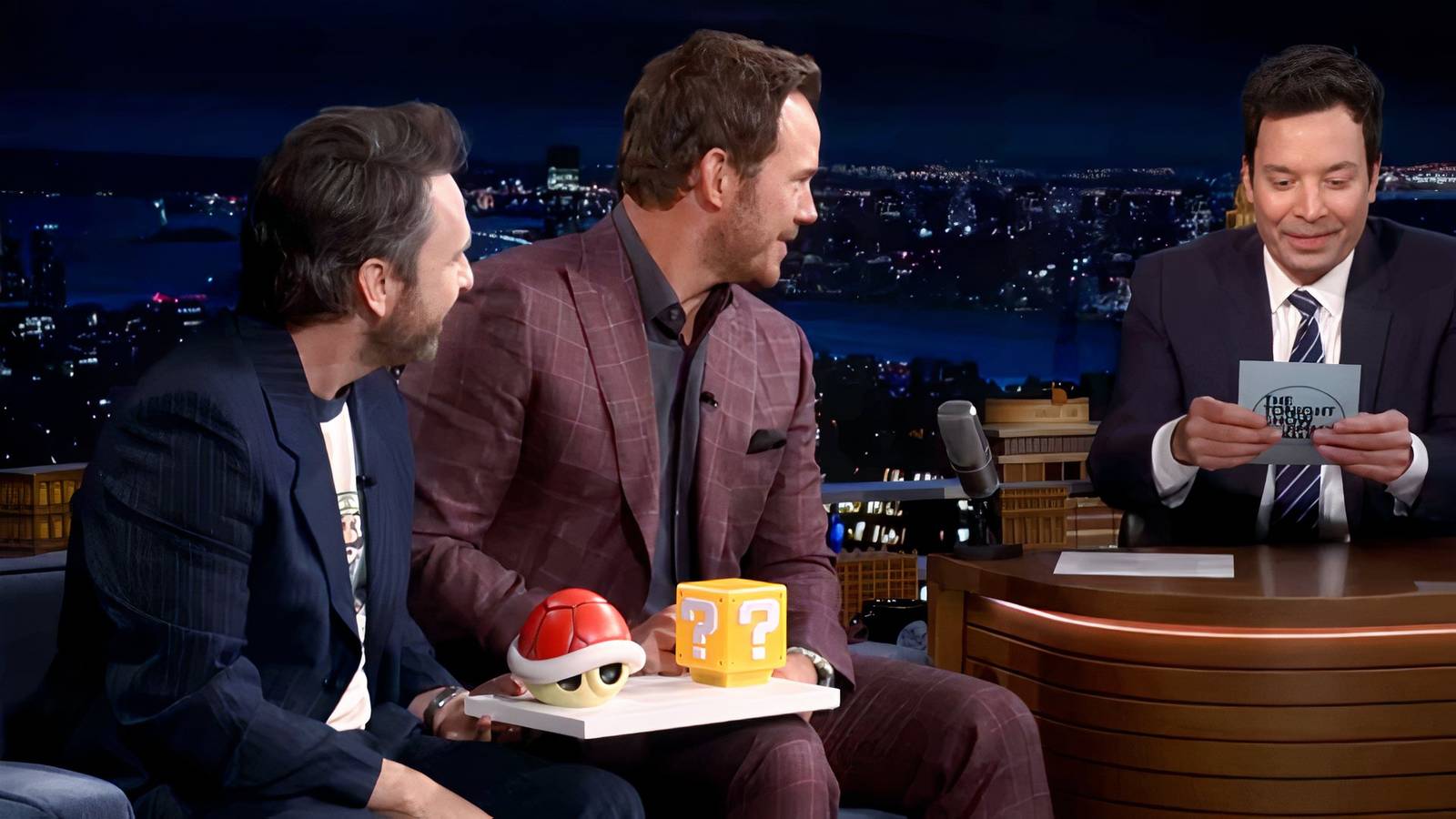 Chris Pratt and Charlie Day on The Tonight Show.