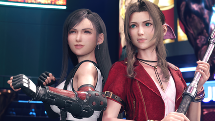 Aerith and Tifa in Final Fantasy 7 Reborn.