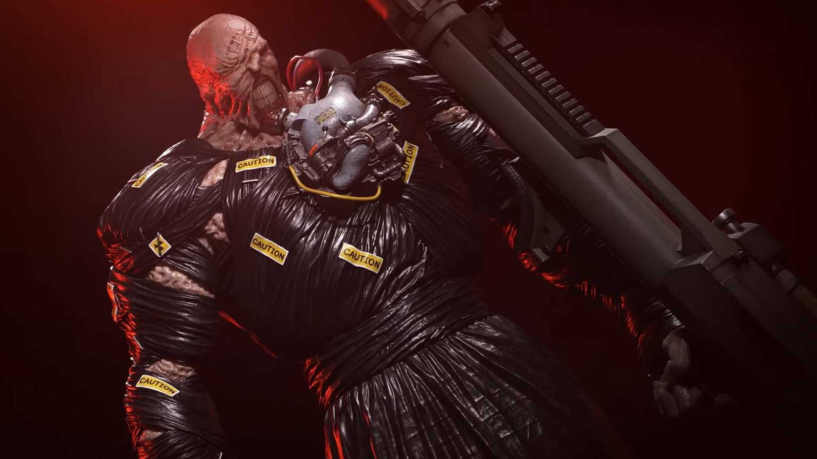 A statue of Resident Evil 3's Nemesis holding an RPG.