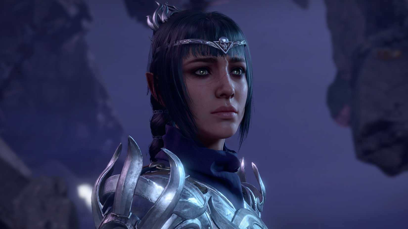 Shadowheart with a worried expression in Baldur's Gate 3.