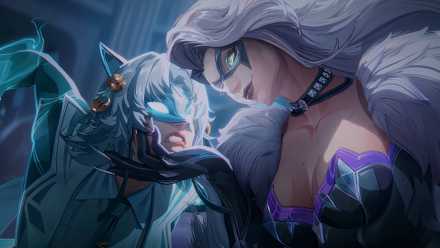 The White Fox tries to attack the Black Cat smugly holding her face in Marvel Rivals.