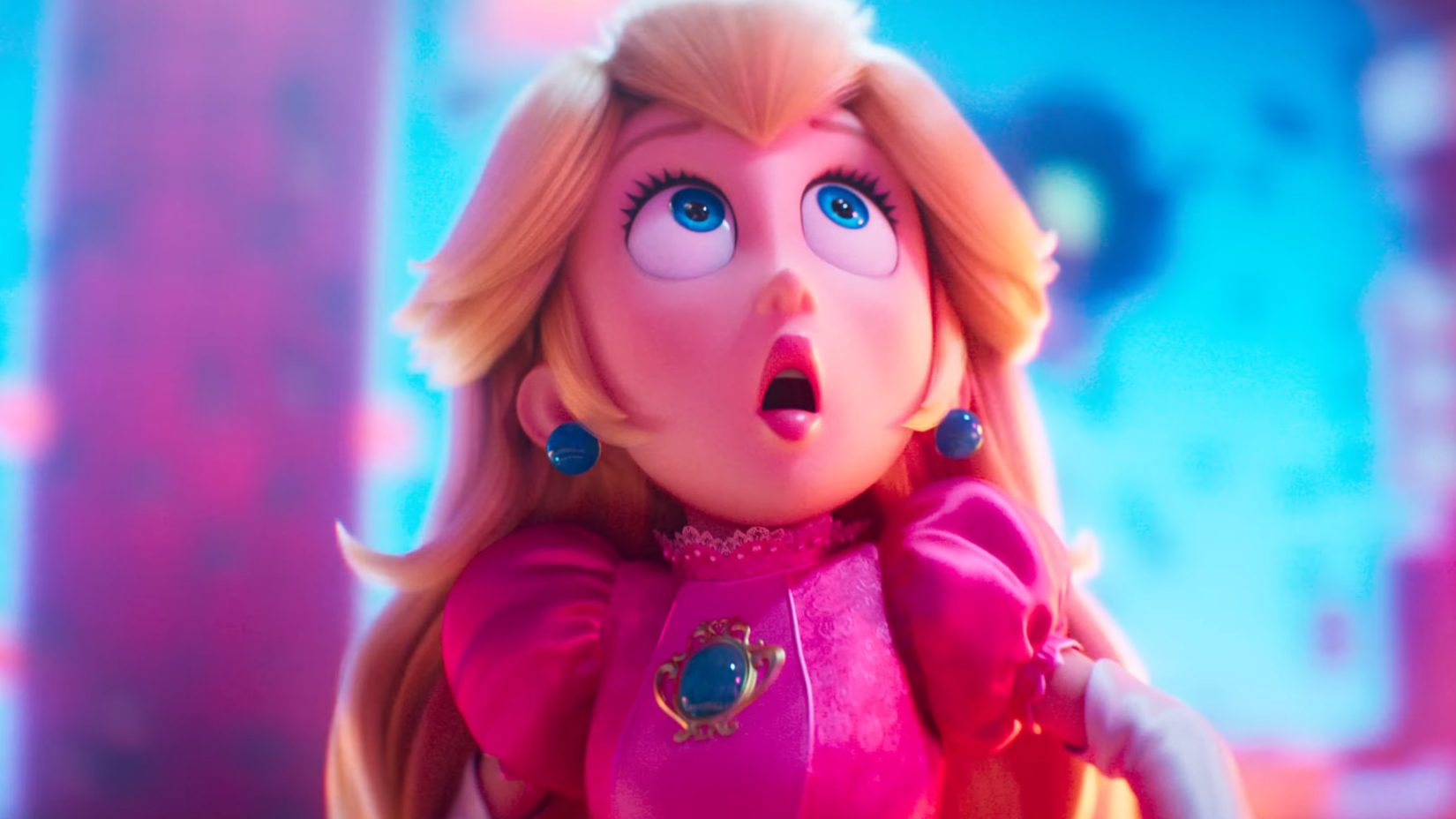 Peach looks shocked by the Super Mario Galaxy movie.