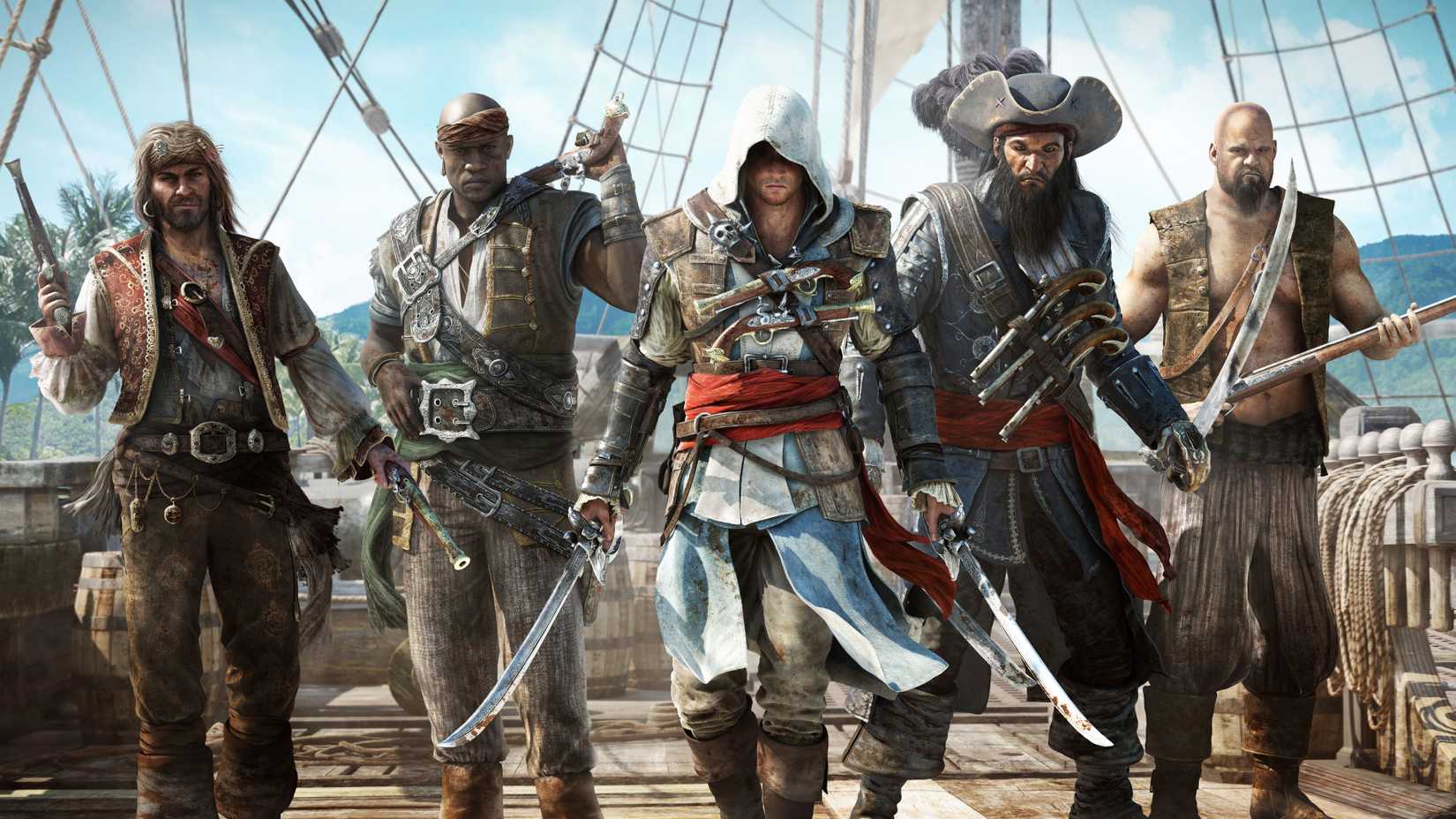 Black Flag crew standing on a ship.