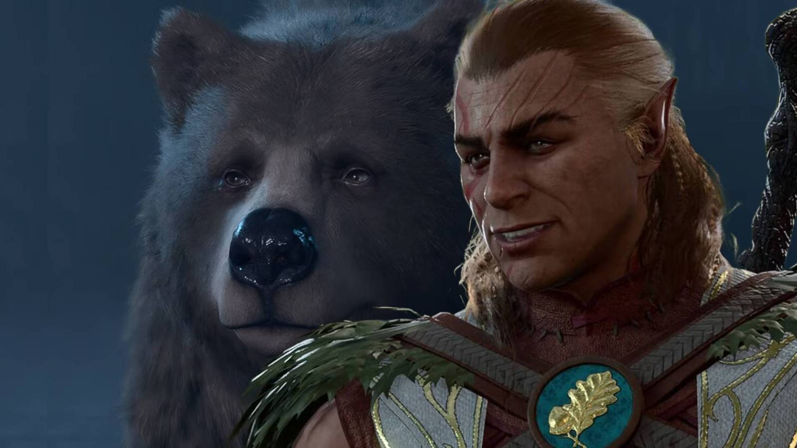 Halsin next to his bear Wild Shape form in Baldur's Gate 3.