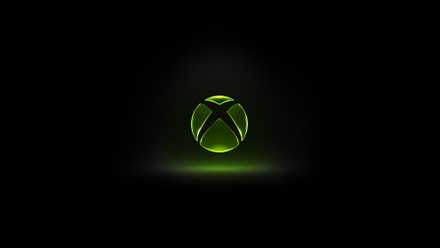 Neon green Xbox logo on black background.