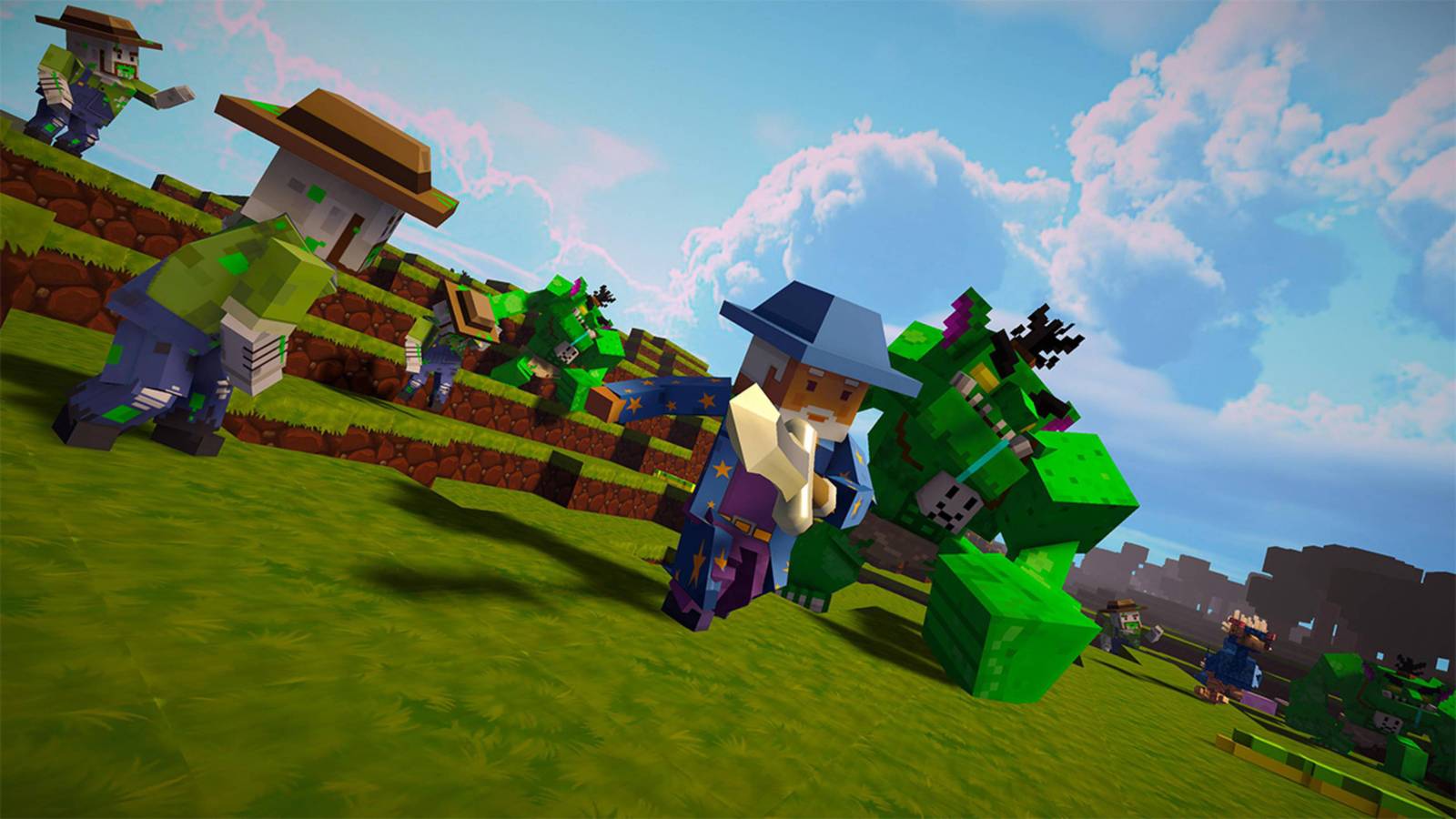 wizard running from a monster in hytale clone.