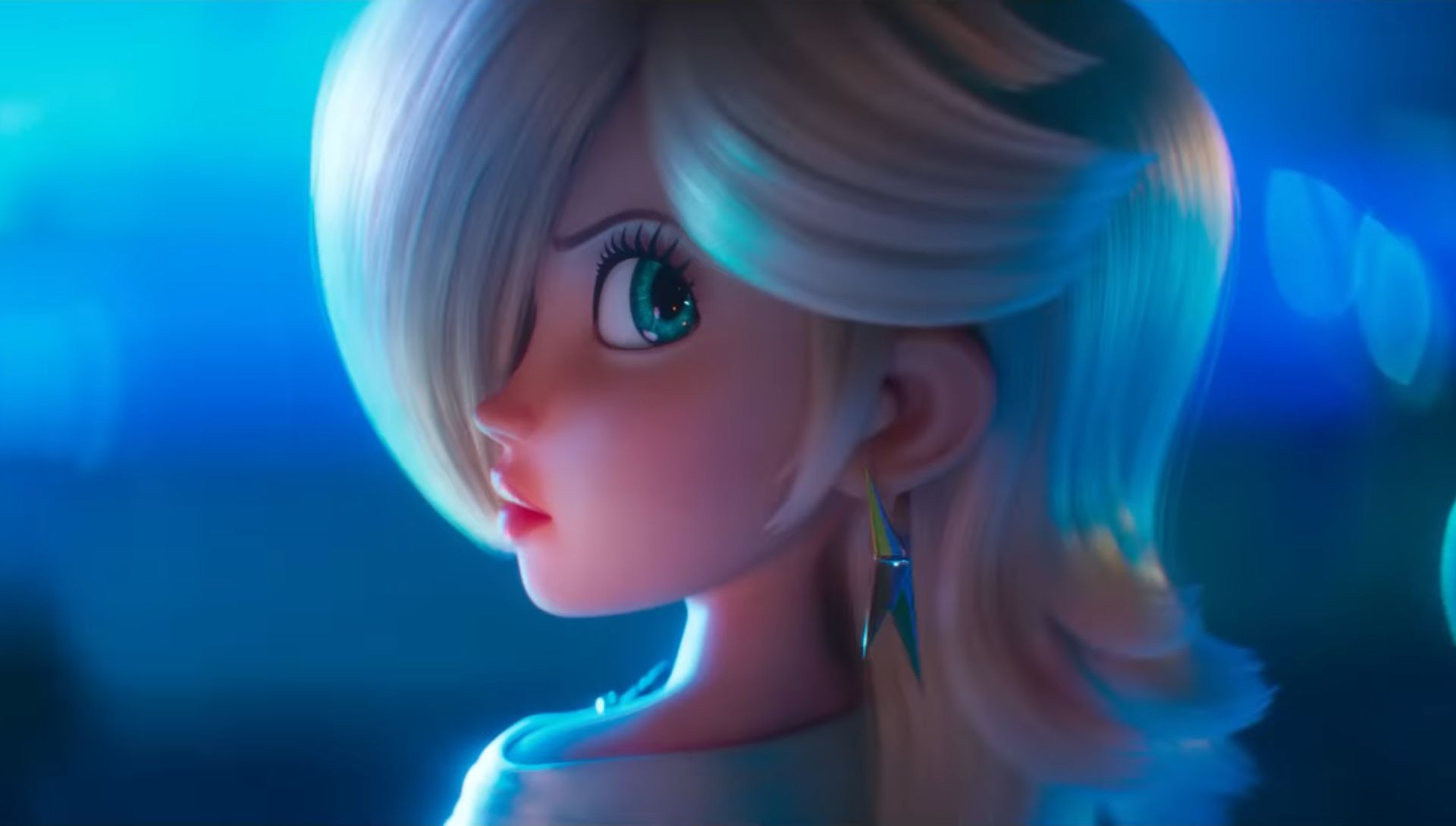 rosalina looking over her shoulder in the super mario galaxy movie