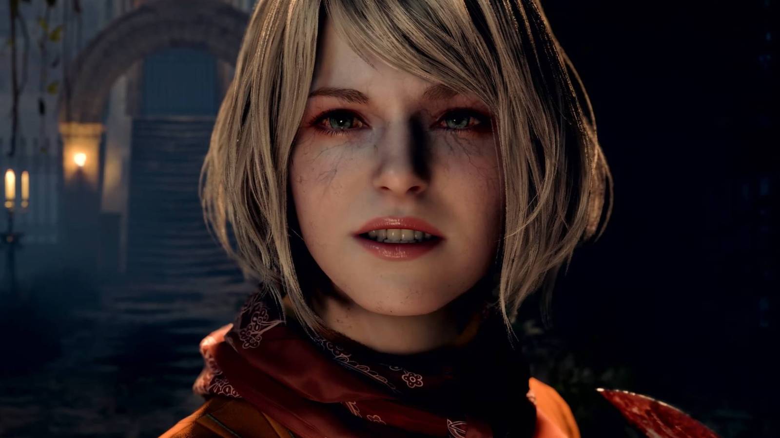 An infected Ashley from Resident Evil 4 Remake.