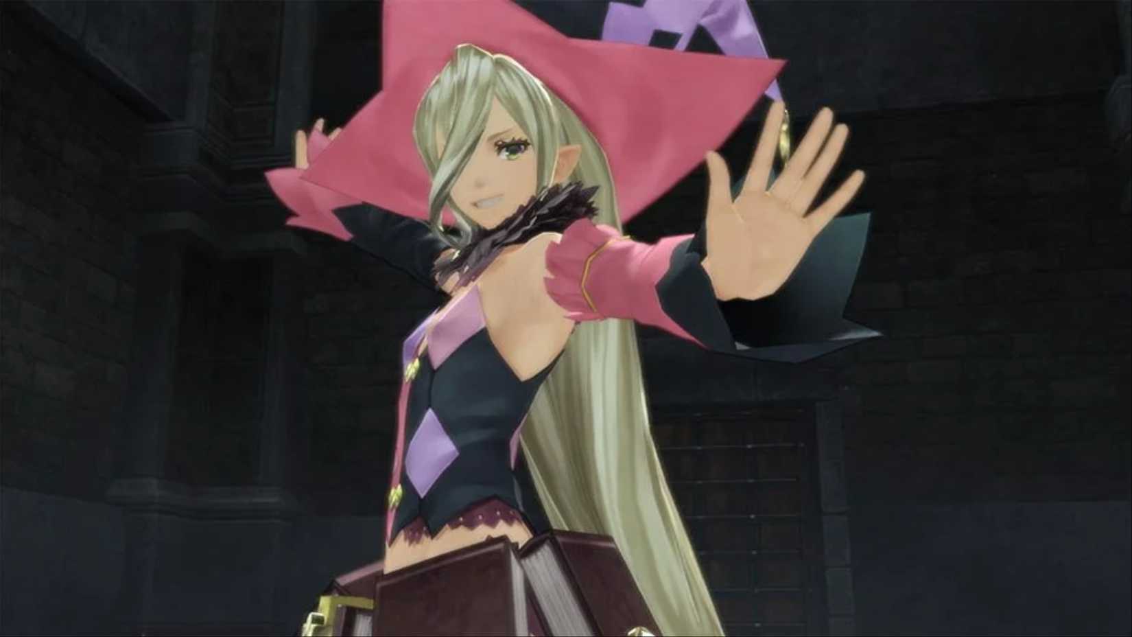 Magilou striking a unique pose while giving a mischievous smirk in Tales of Berseria.