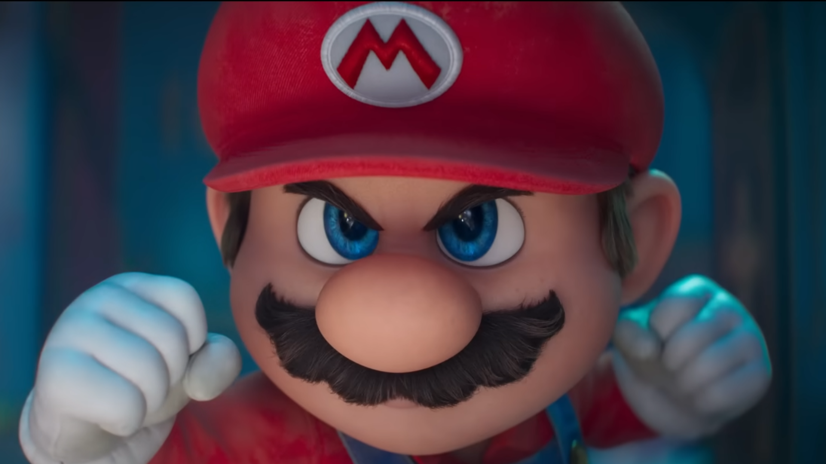 mario looking angry in the mario galaxy movie.