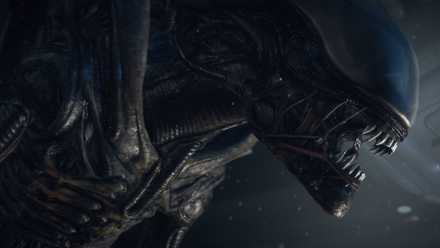Alien Isolation screenshot of a xenomorph in space.